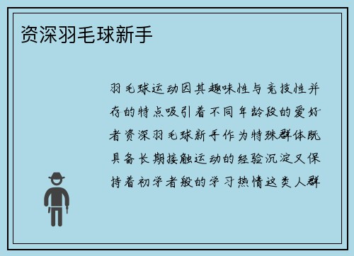 资深羽毛球新手